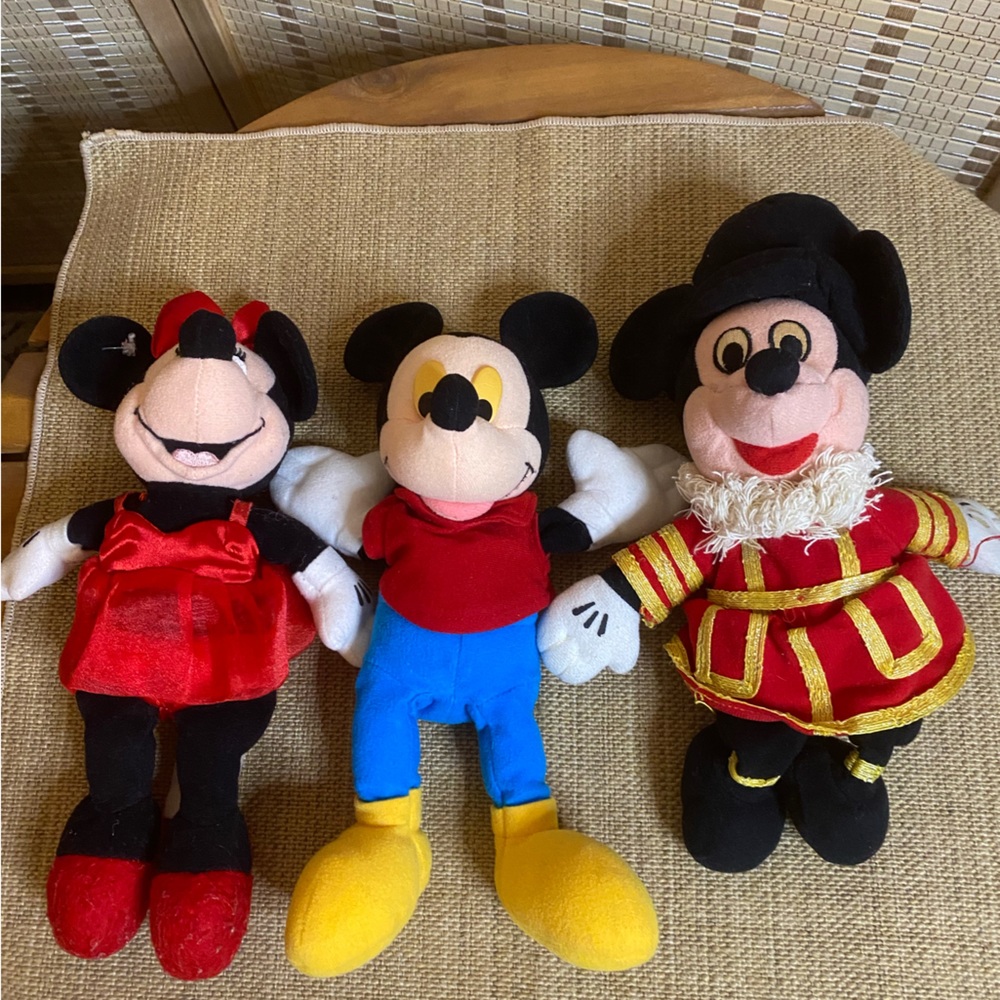 Vintage 1990s 10 inch tall set of 3 Mickey Mouse and Minnie